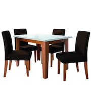 Conjunto Sala de Jantar Mesa Miami 1,20m 4 Cadeiras Trieste Madeirado/Bege Dobuê