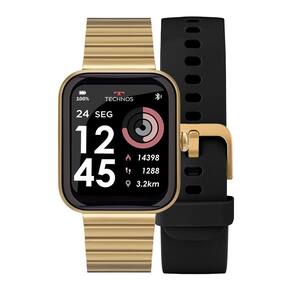 Relógio TECHNOS smartwatch KIT unissex preto dourado TMAXAH/7D