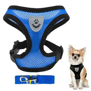 Coleira Peitoral Refletivo Com Guia Cachorro Cães Gato Pet Azul Tamanho:XL(GG)