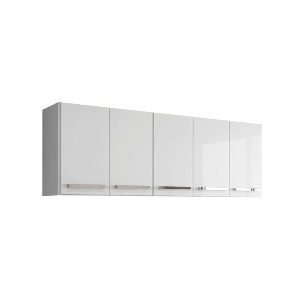 Armario Suspenso de Parede 5 Portas Branco Santorini Brienza Movelaria