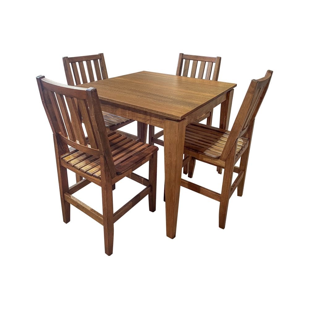 Conjunto de Mesa Reforçado Premium em Madeira Maciça Itália com 4 Cadeiras Bar Restaurante 90x90cm