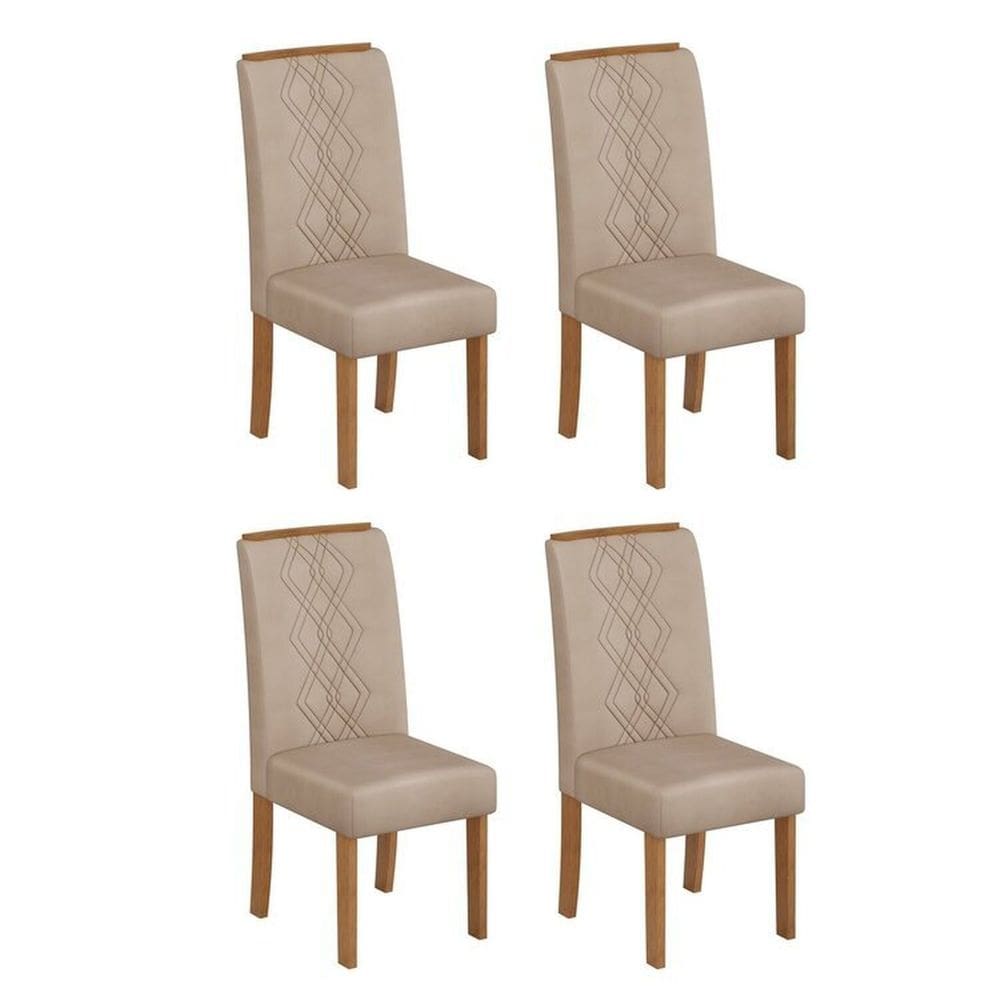 Kit 4 Cadeiras para Sala de Jantar Ayla Freijó/ Creme