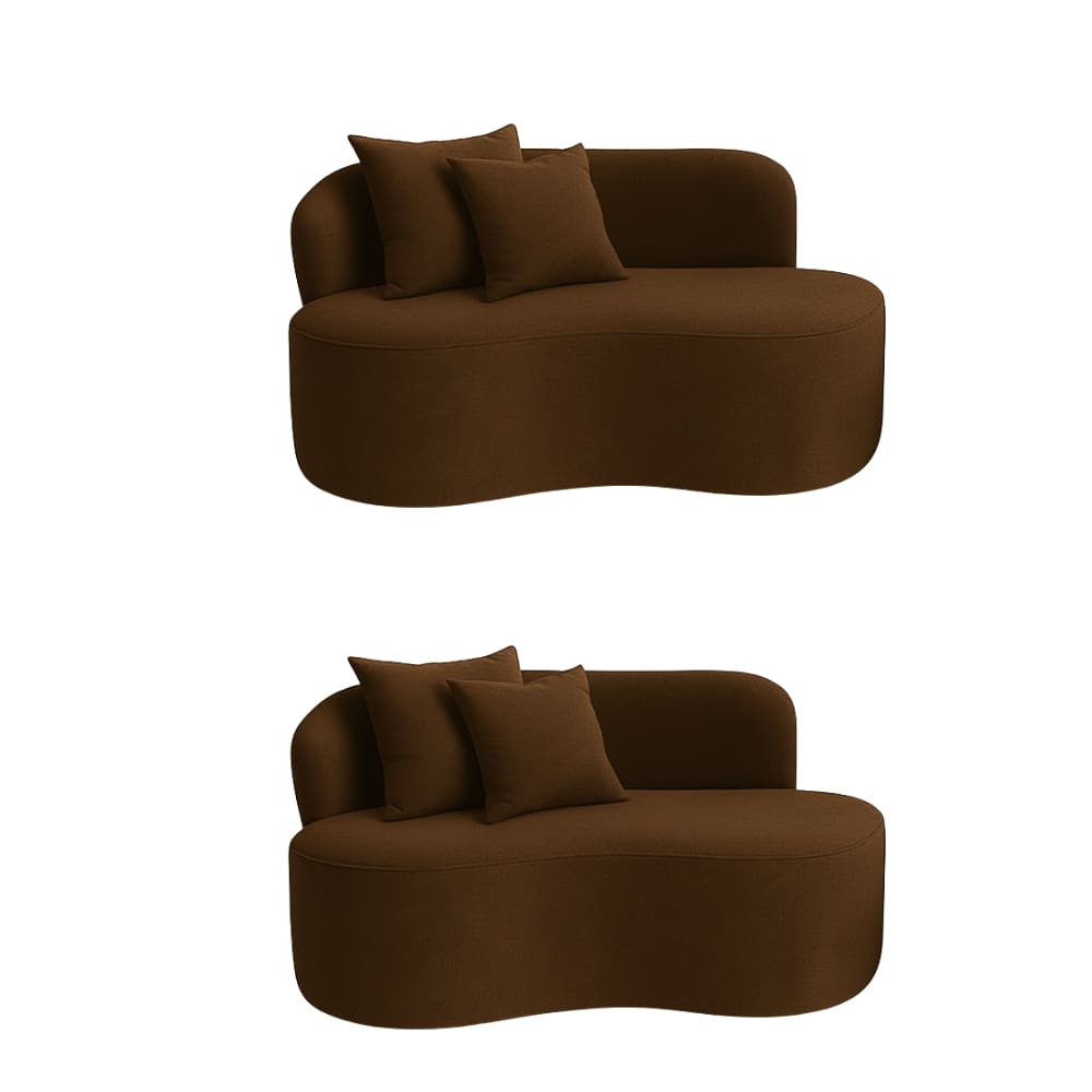 Kit 02 Sofá Decorativo Curvo Orgânico Nature Gaia Veludo Veludo Marrom - Montanaris Decor