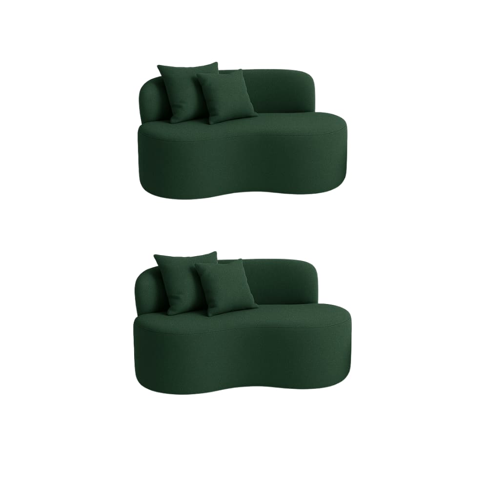 Kit 02 Sofá Decorativo Curvo Orgânico Nature Gaia Veludo Veludo Verde - Montanaris Decor