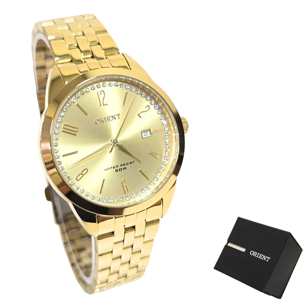 Relógio Orient Feminino Analógico Dourado Cristais FGSS1238 C2KX