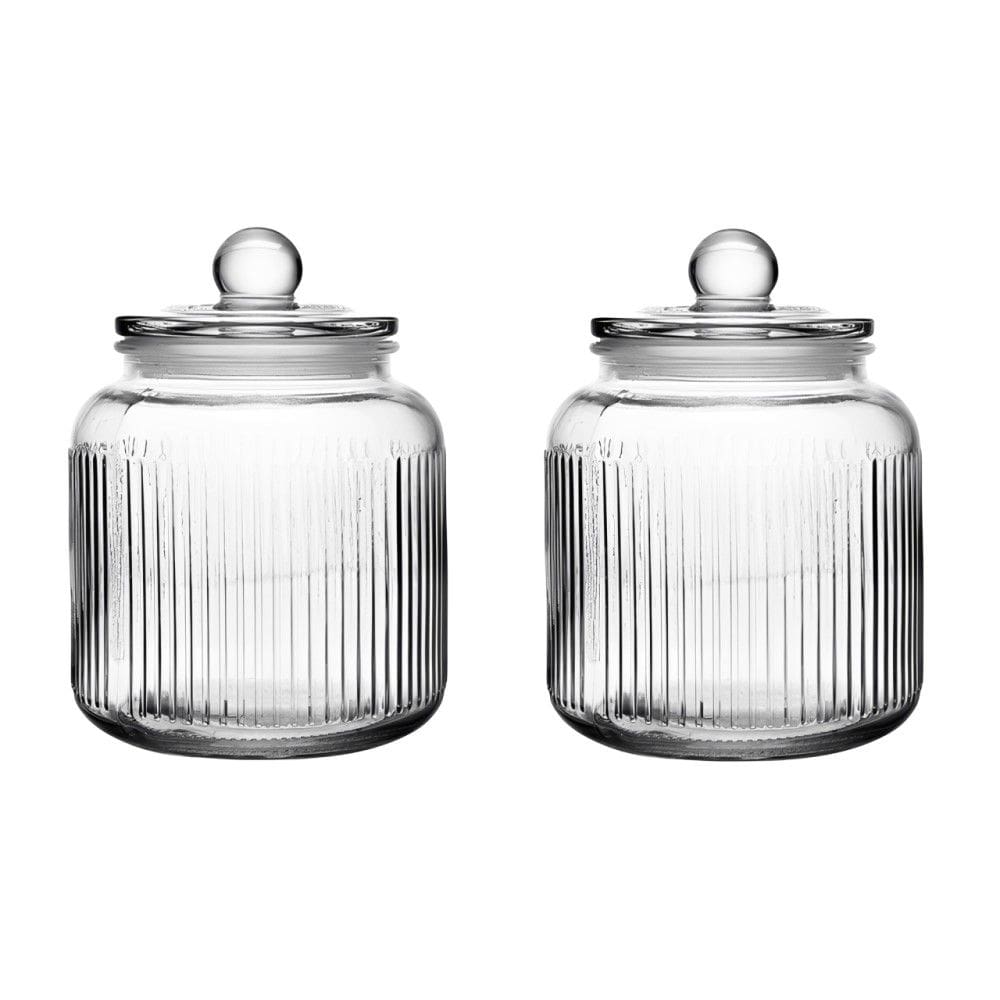 Conjunto de 2 Potes Herméticos de Vidro Canelado 900 ml Essência Lyor