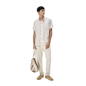 Calça Hering de Linho Natural Masculina Confortável