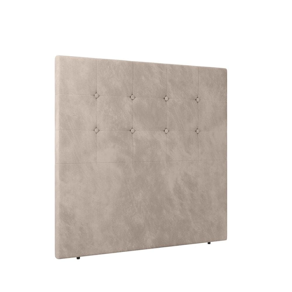 Cabeceira Cama de Solteiro Estofada 90 x 128 Infinity Veludo Bege - ÉdeCasaMóveis