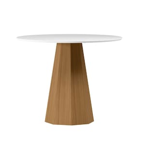 Mesa Redonda 4 lugares Com Vidro de 100cm Sem Cadeiras Isis Ype - Off White - New Ceval