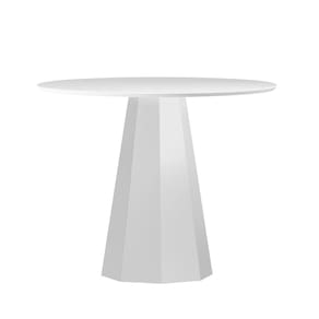 Mesa Redonda 4 lugares Com Vidro de 100cm Sem Cadeiras Isis Off White - New Ceval