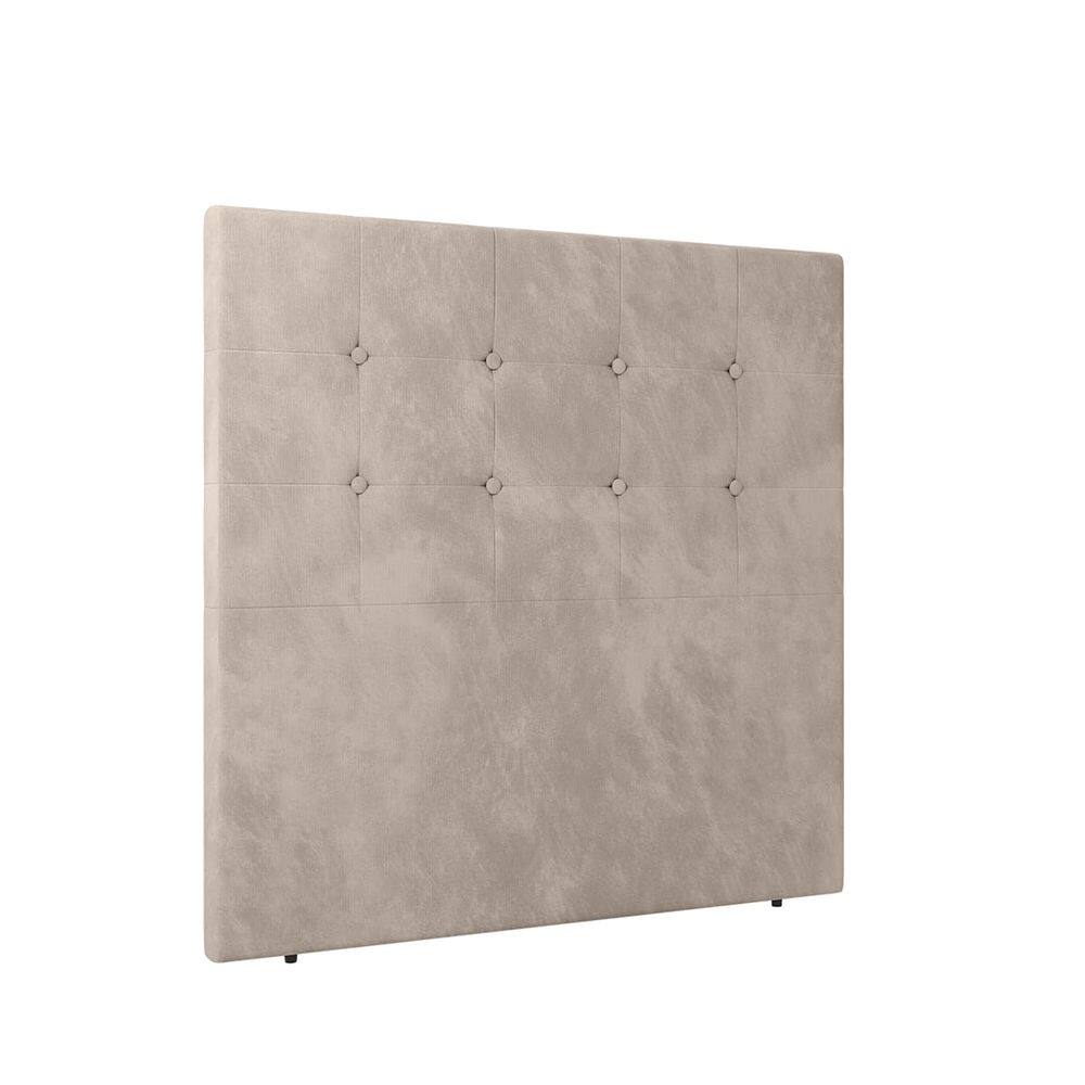 Cabeceira Cama de Solteiro Estofada 140 x 128 Infinity Veludo Bege - ÉdeCasaMóveis