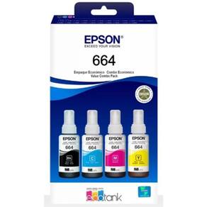Kit Refil E pson T664 Preto / Ciano / Amarelo / Magenta (O RIGINAL)