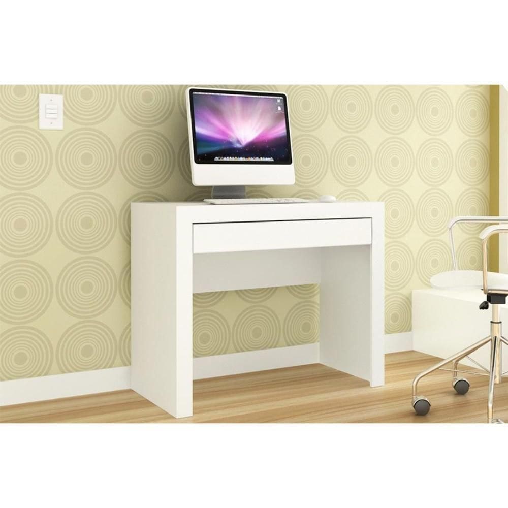 Mesa Computador Escrivaninha Msm421 C- 1 Gaveta Branco - Movelbento