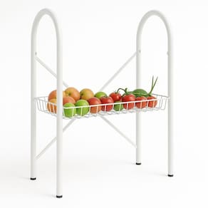 Fruteira 2 Prateleiras S- Granito 1 Cesto Aço Carbono Isla Cromo Branco