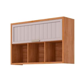 Armário Aéreo P- Cozinha Eloise C- 1 Porta Basculante Riscada E 3 Nichos 120 Cm Cinamomo-off White - Mgm