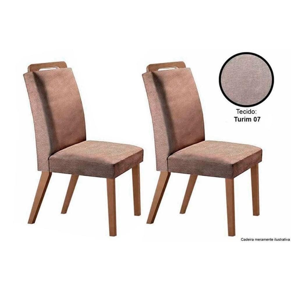 Cadeira Sala De Jantar Athenas Kit 2 Un Madeira Capuccino-linho Bege Turim - Rufato