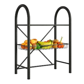 Fruteira 2 Prateleiras S- Granito 1 Cesto Aço Carbono Isla Cromo Preto