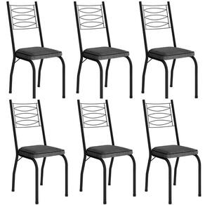Kit 6 Cadeiras Aço Carbono Tubular Metálica Acabamento D-25 Luana Preto-andorinha