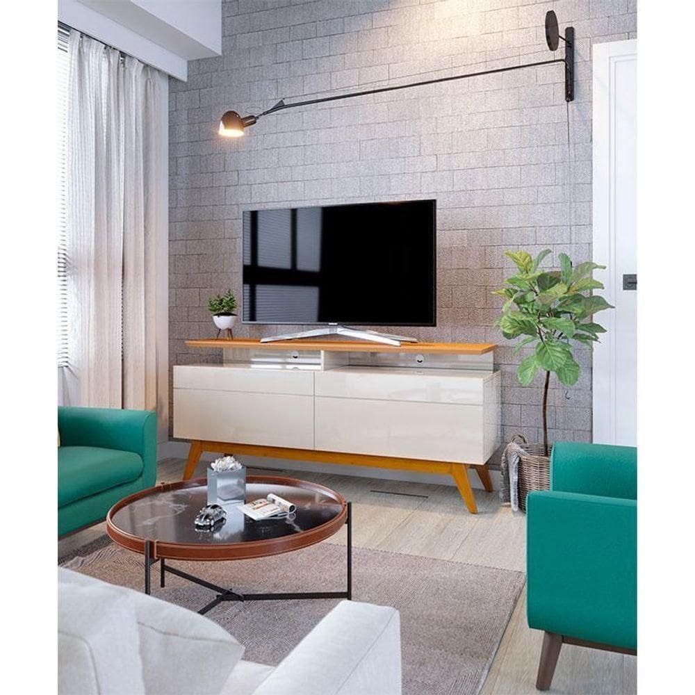 Rack Bancada Ambiente Classic 2 Gavetas Com Nicho Off White Nature - Imcal