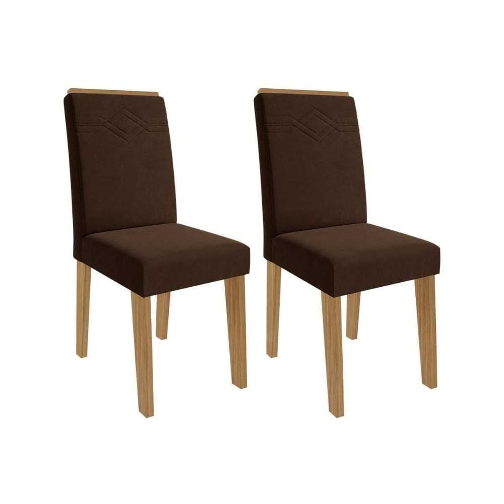 Cadeira Sala De Jantar Taís Kit 2 Un Nature-suede Joli Chocolate - Cimol