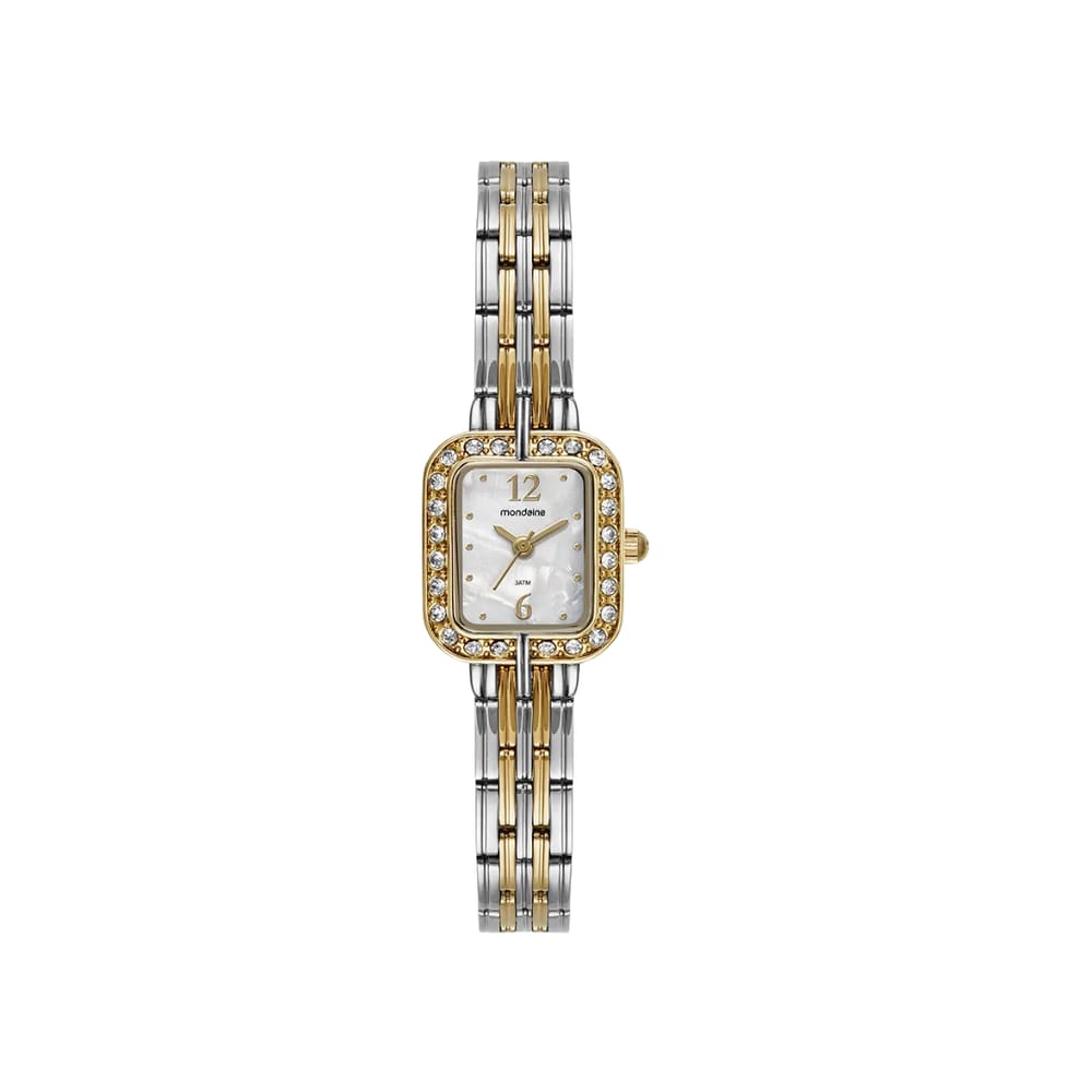 Relógio Mondaine Madrepérola Cristais Bicolor Feminino 99781
