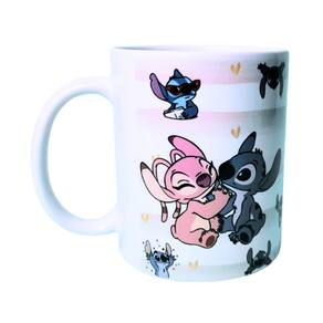 Caneca Café Porcelana Angel e Stitch | Artesanal