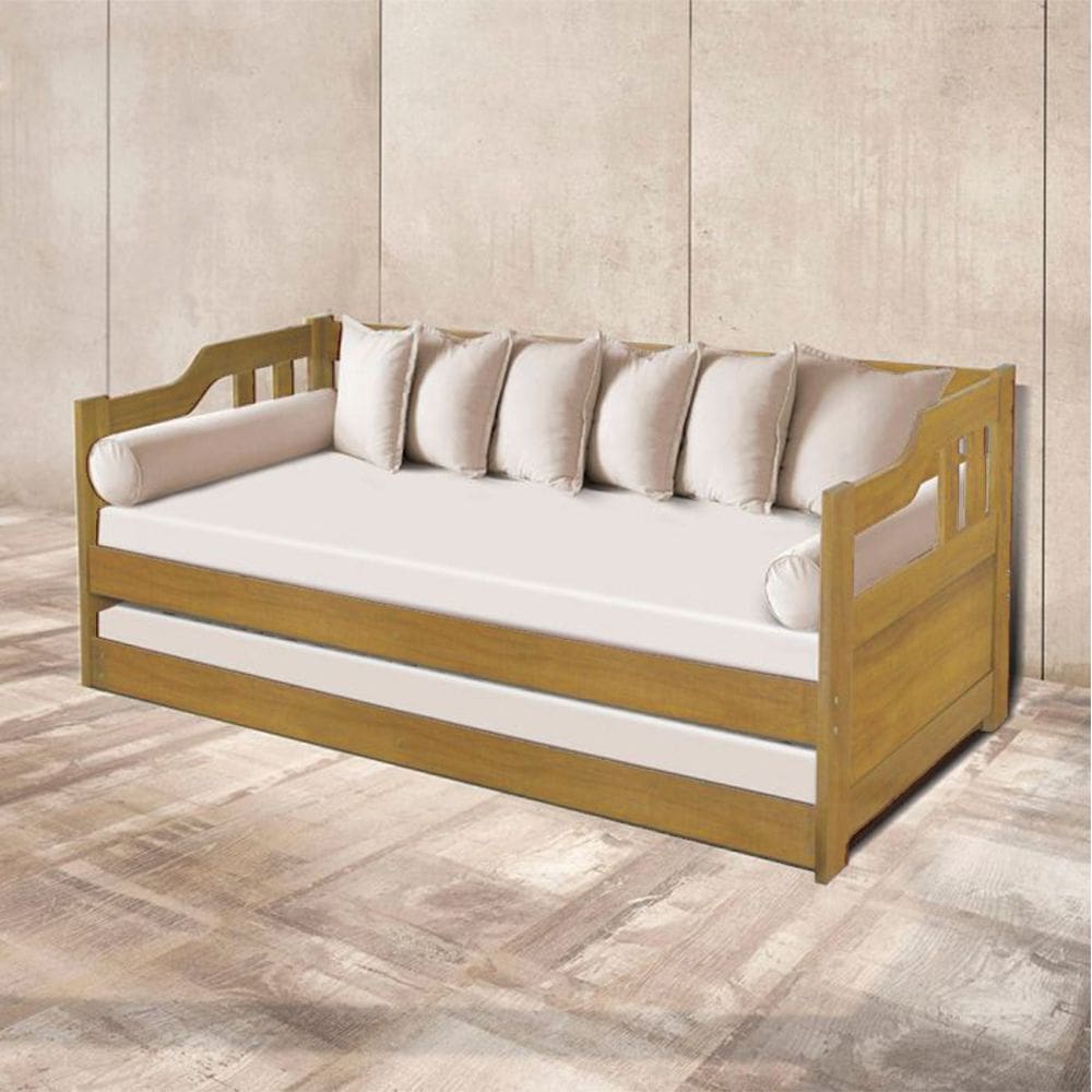 Sofá Cama Solteiro com Braços +2kits Atraente - Imbuia