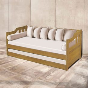 Sofá Cama Solteiro Vintage com Cama Auxiliar Madeira com 2 Colchões - Imbuia