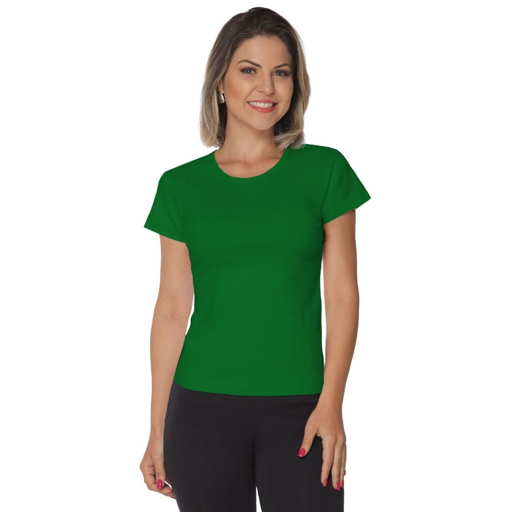 Baby look manga curta malha canelada - Gola redonda