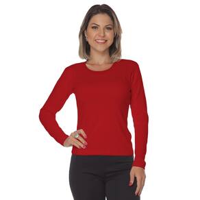 Baby look manga longa malha canelada - Gola redonda