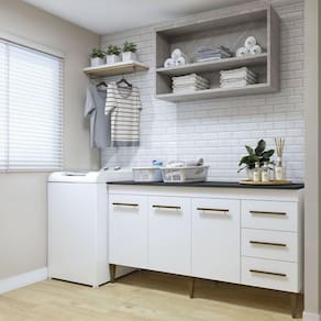 Lavanderia Modulada Nova Iguaçu Balcão 3pt 3gvt Kaiki Móveis Branco