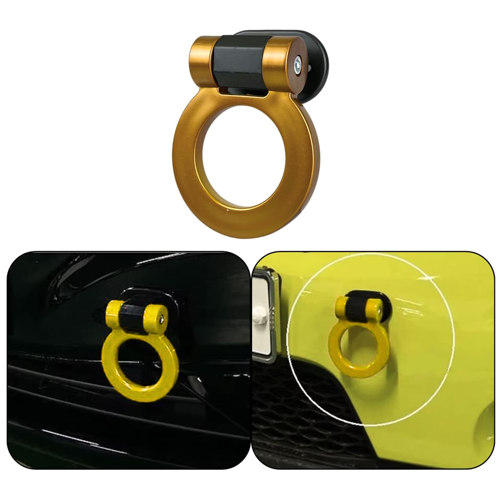 Engate Reboque Esportivo Tow Hook Amarelo Veicular Universal