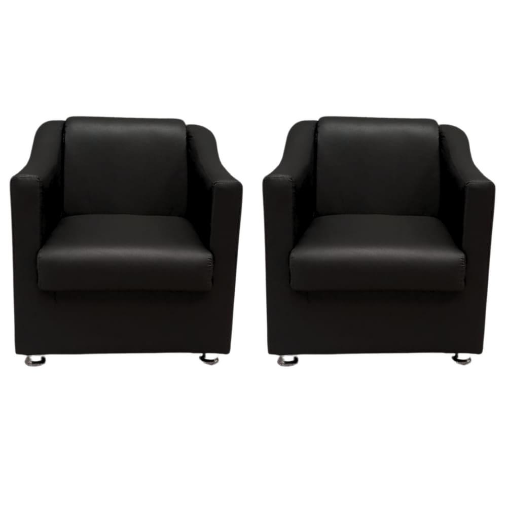 Kit 2 Poltronas Decorativas Sofia Para Salão Consultório Corino Bege