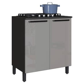 Balcão de Cozinha 2 Portas Indekes Isa, Chumbo e Titânio, 80 cm