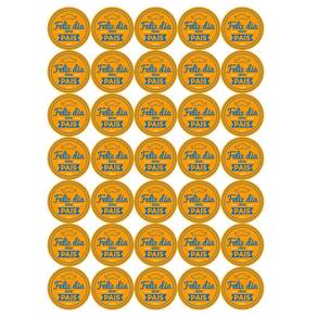 Cartela de Adesivos de Feliz dia dos Pais Cor Laranja 35 Uni