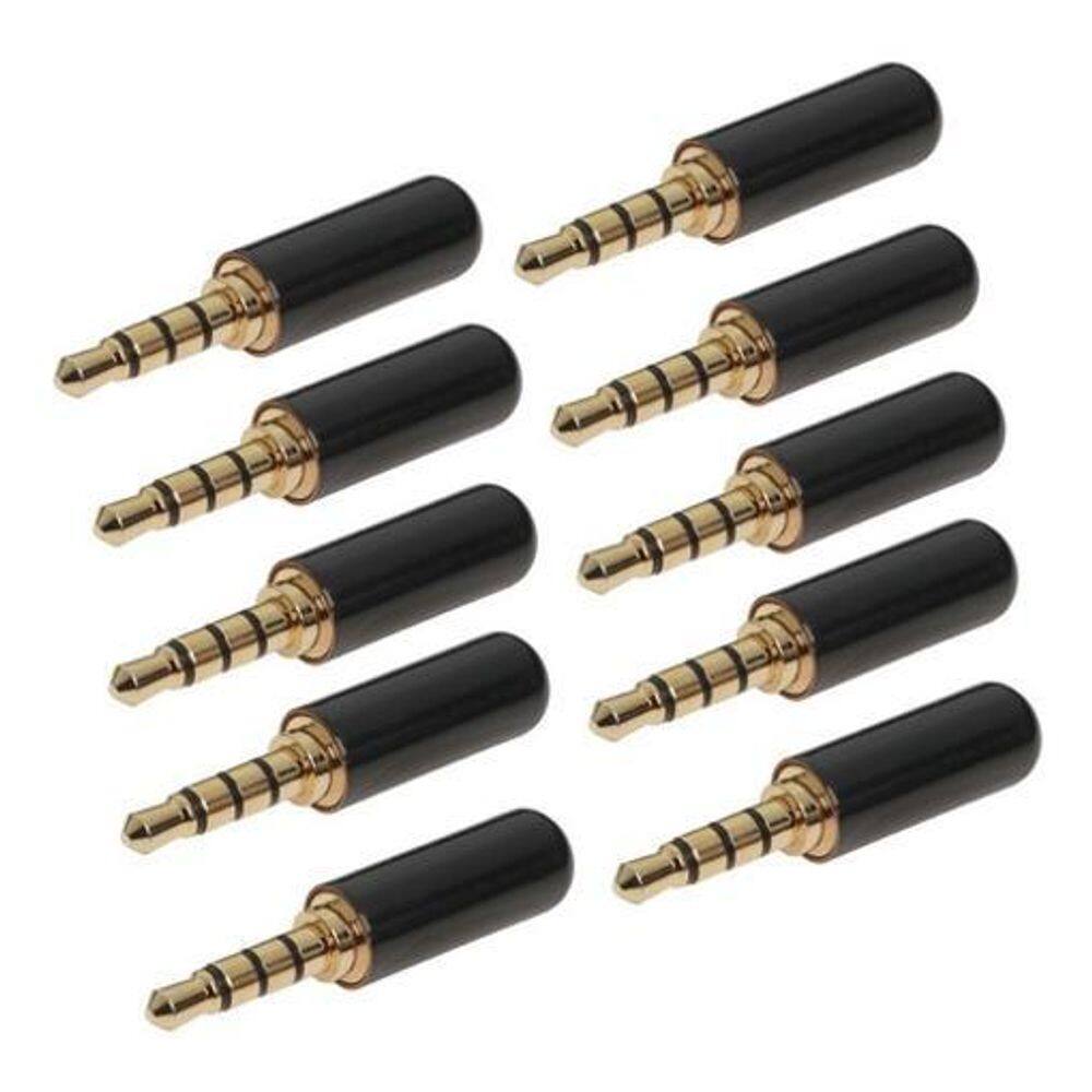 Kit 10 Conector P2 Macho Stereo Metal 4V Fone Linha Luminos