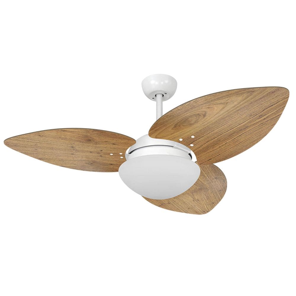 Ventilador De Teto Volare Branco Vidro Dunamis Freijó 110V