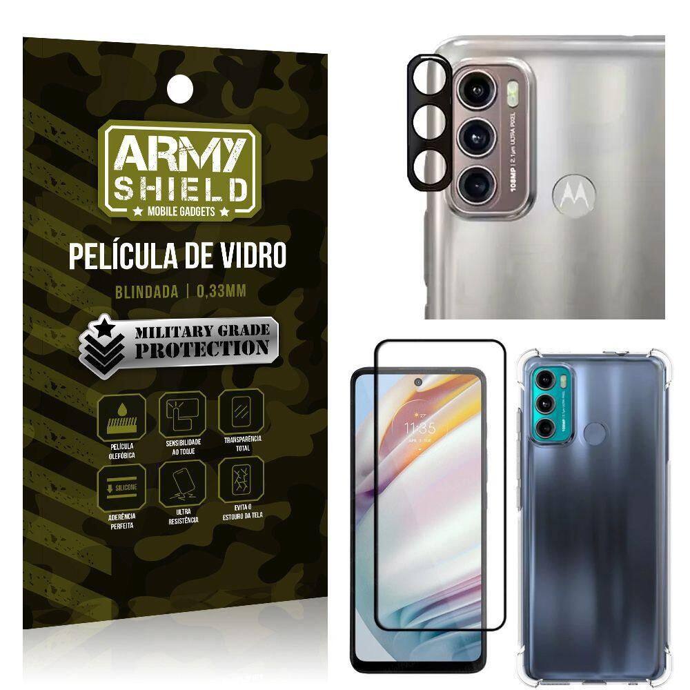 Kit Moto G60 Película De Câmera+Película 3D+Capa Anti Shock