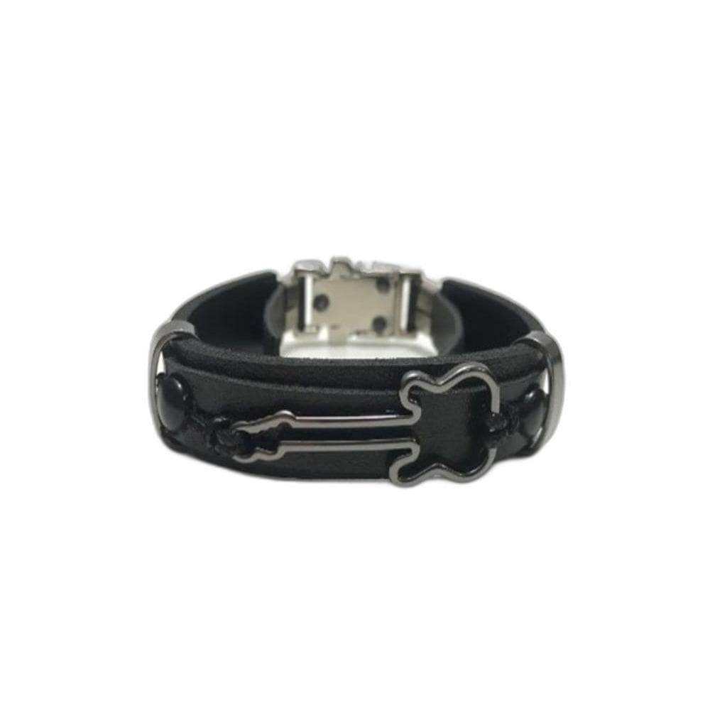 Pulseira Couro Guitarra Violão Música Verniz Masculina
