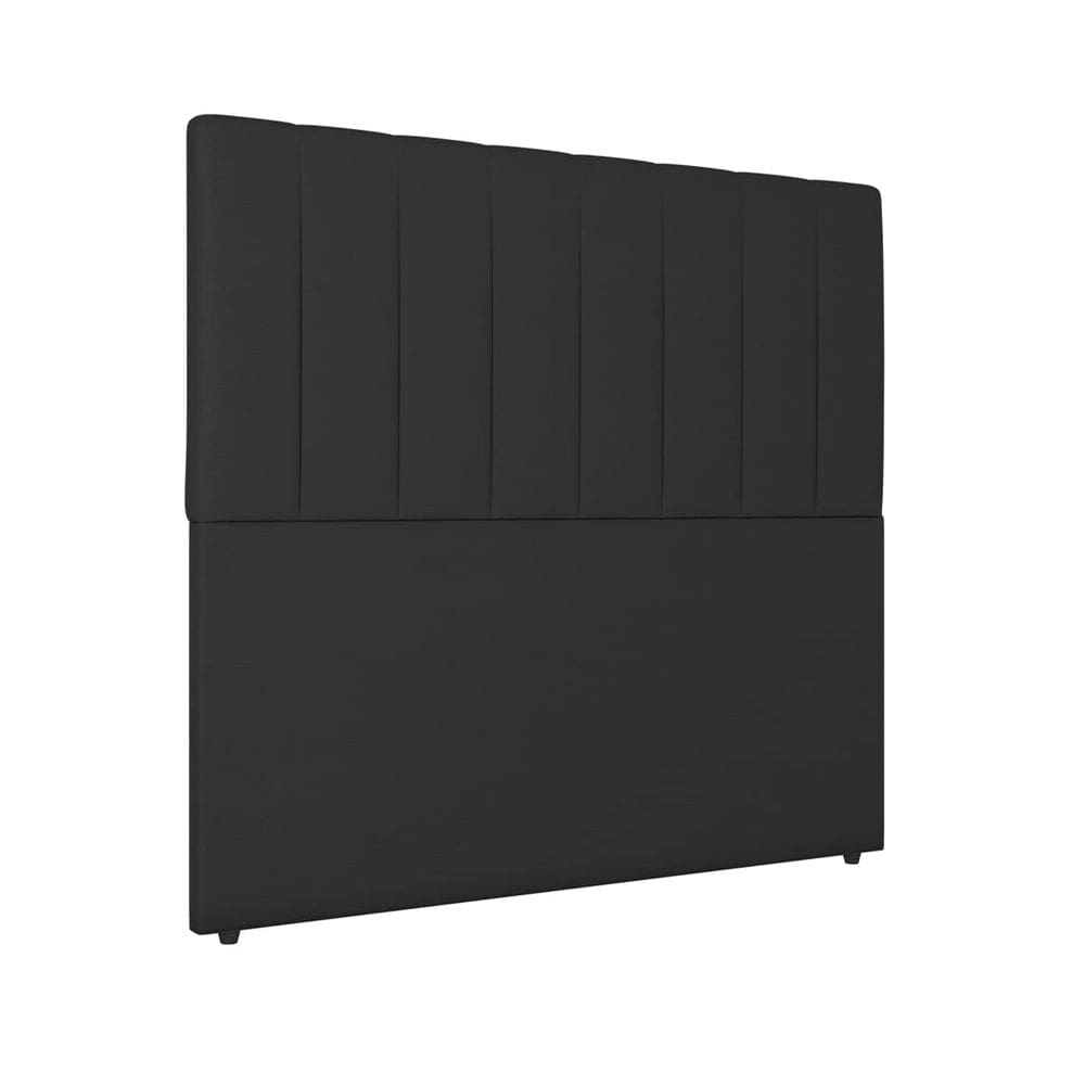 Cabeceira Cama de Solteiro Estofada 90 x 128 Veneza Corino Preto - ÉdeCasaMóveis