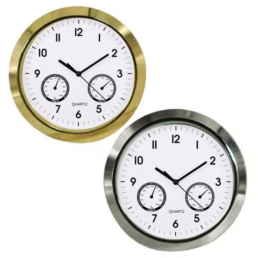 Relogio Termometro Higrometro De Parede Cozinha Escritorio Sala Quarto Consultorio Medidor Temperatura Umidade Luxo