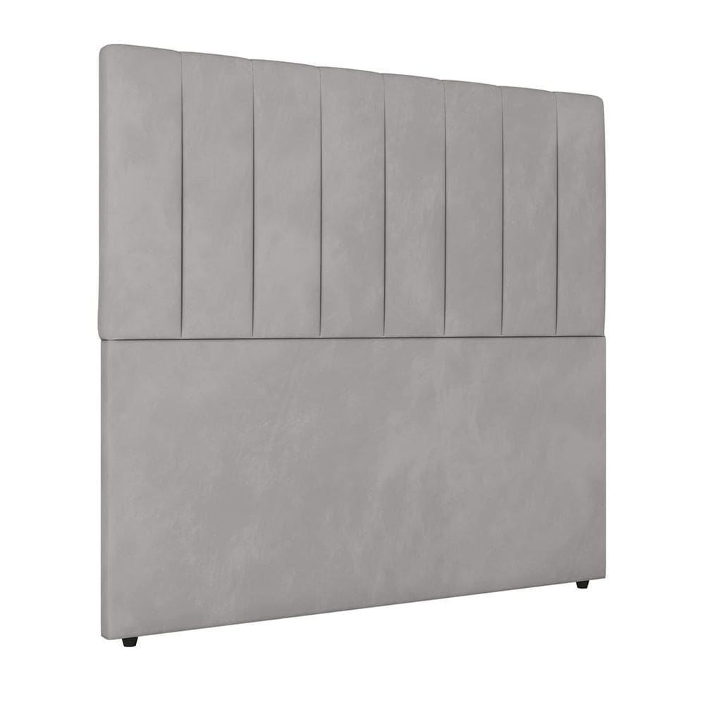 Cabeceira Cama de Solteiro Estofada 90 x 128 Veneza Veludo Prata - ÉdeCasaMóveis