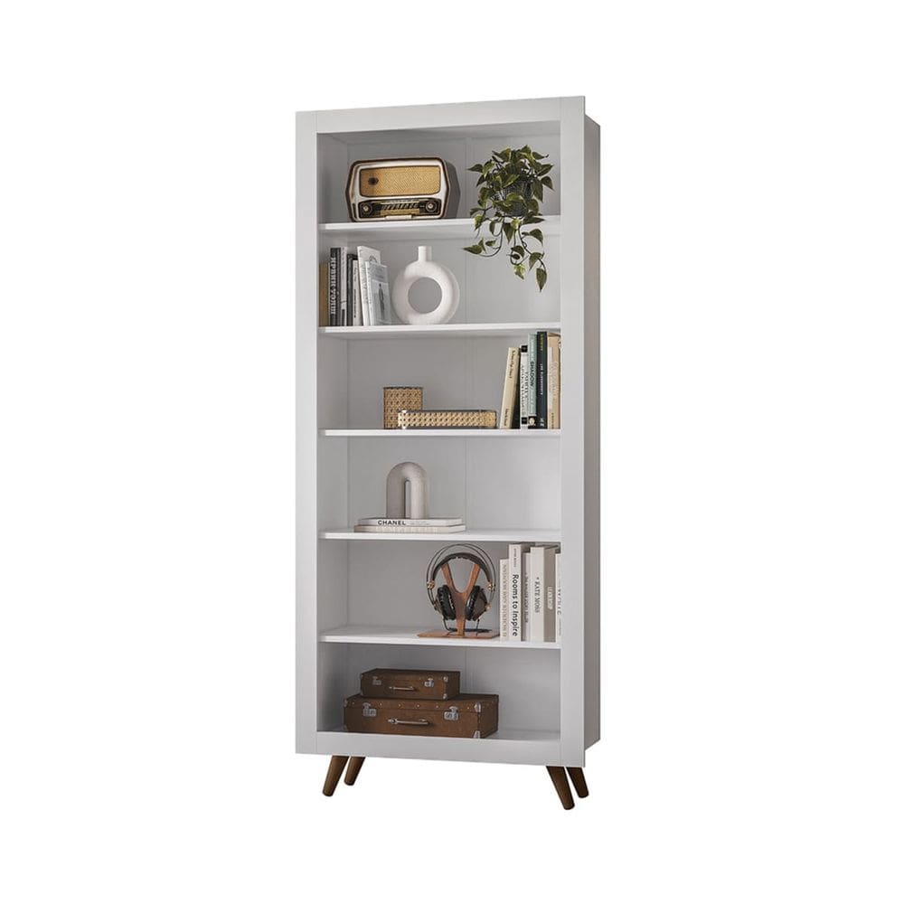 Livreiro Retro Lobato 184 x 78 -Branco Branco - ÉdeCasaMóveis