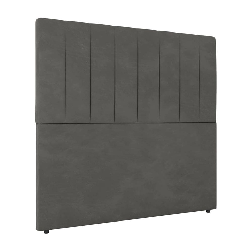 Cabeceira Cama de Solteiro Estofada 90 x 128 Veneza Veludo Cinza - ÉdeCasaMóveis