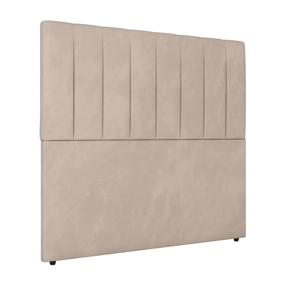 Cabeceira Cama de Solteiro Estofada 90 x 128 Veneza Veludo Bege - ÉdeCasaMóveis