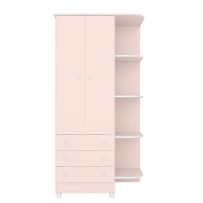Guarda-Roupas Infantil 2 Portas 3 Gavetas e Nichos Encanto Feliz -Rosa Acetinado - ÉdeCasaMóveis