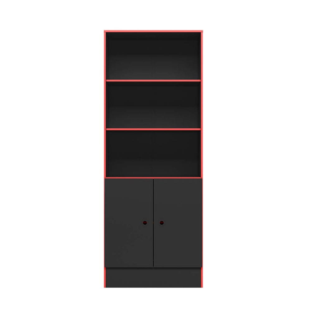 Armário Gamer 158 Altura Outlaw Player -Preto-Fosco-Vermelho - ÉdeCasaMóveis