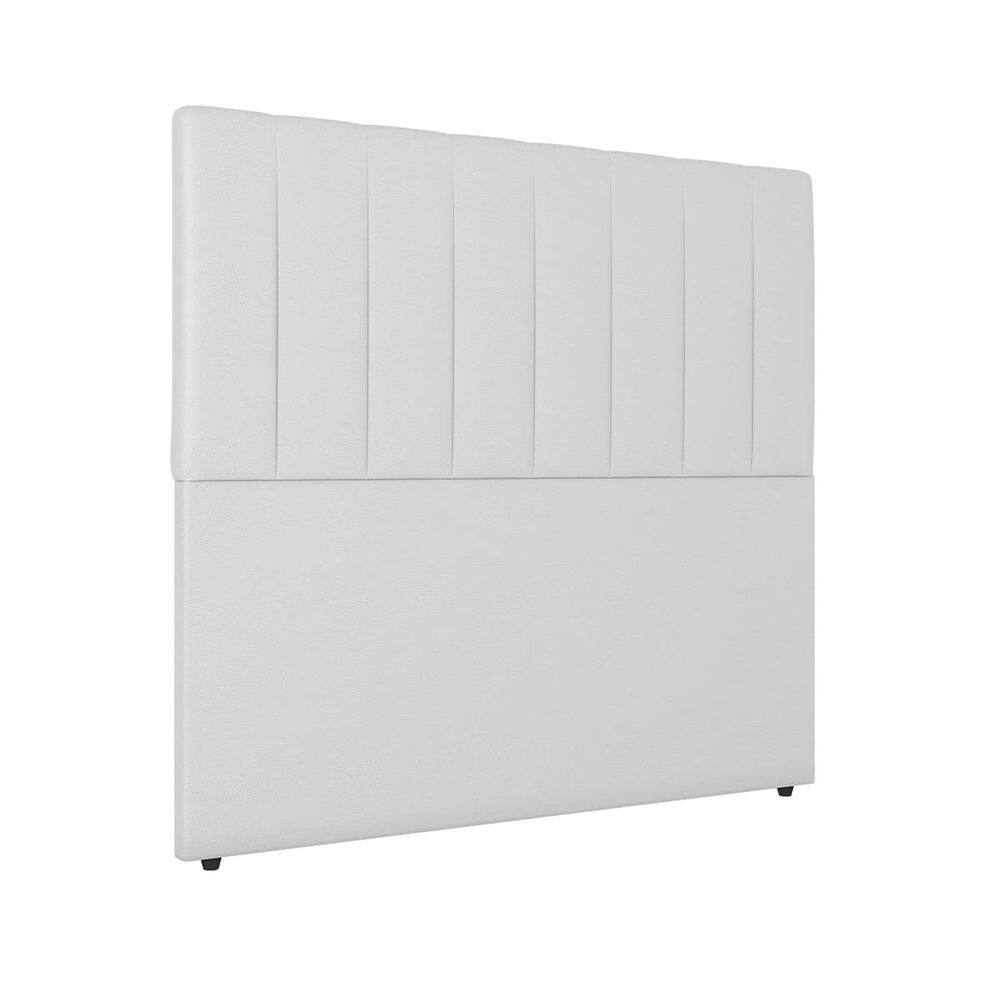 Cabeceira Cama de Solteiro Estofada 90 x 128 Veneza Corino Branco - ÉdeCasaMóveis