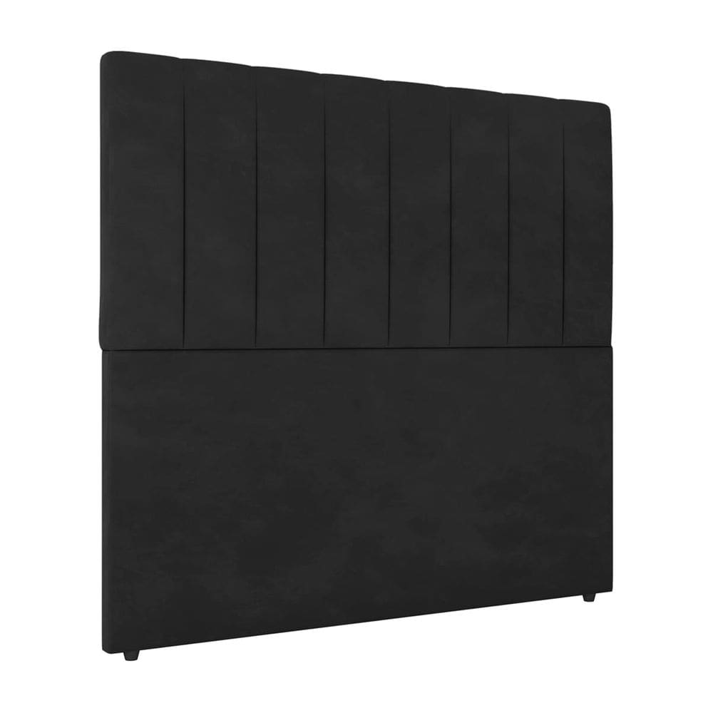 Cabeceira Cama de Solteiro Estofada 90 x 128 Veneza Veludo Preto - ÉdeCasaMóveis