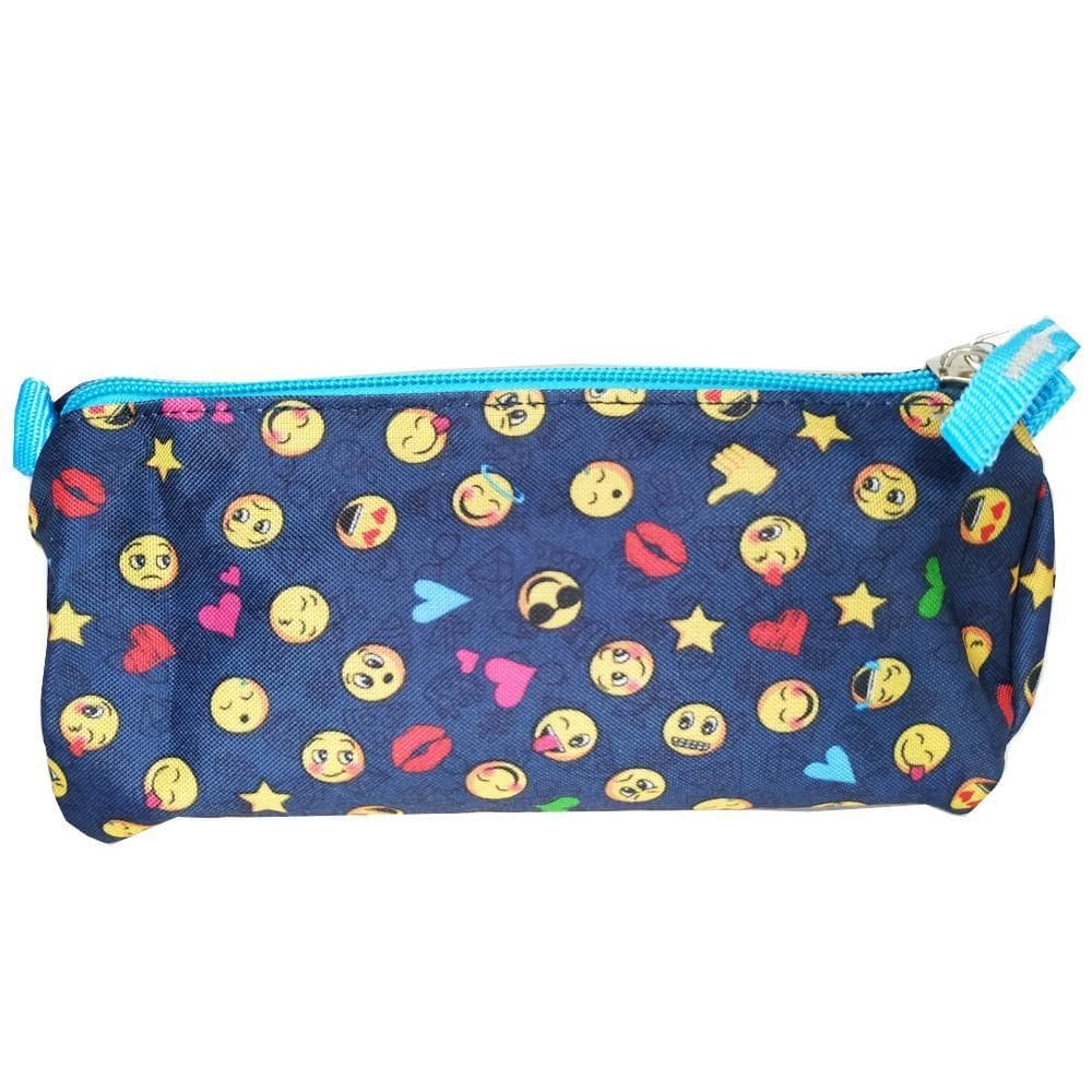 Estojo Carinhas Azul Clio Style Puxador Decorado Escolar